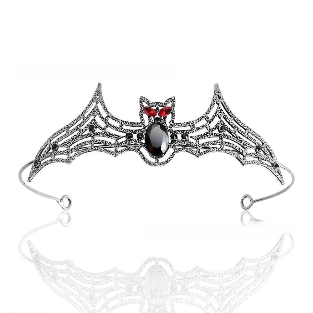 Sparkling Halloween Bat Hairband Metal Halloween Tiara Retro Rhinestone Crowns  Party