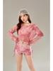 2025 Women's High-End Long Sleeve Swimsuit - Polyester Spandex, Flat Leg, Drawstring Beachwear for Vacations