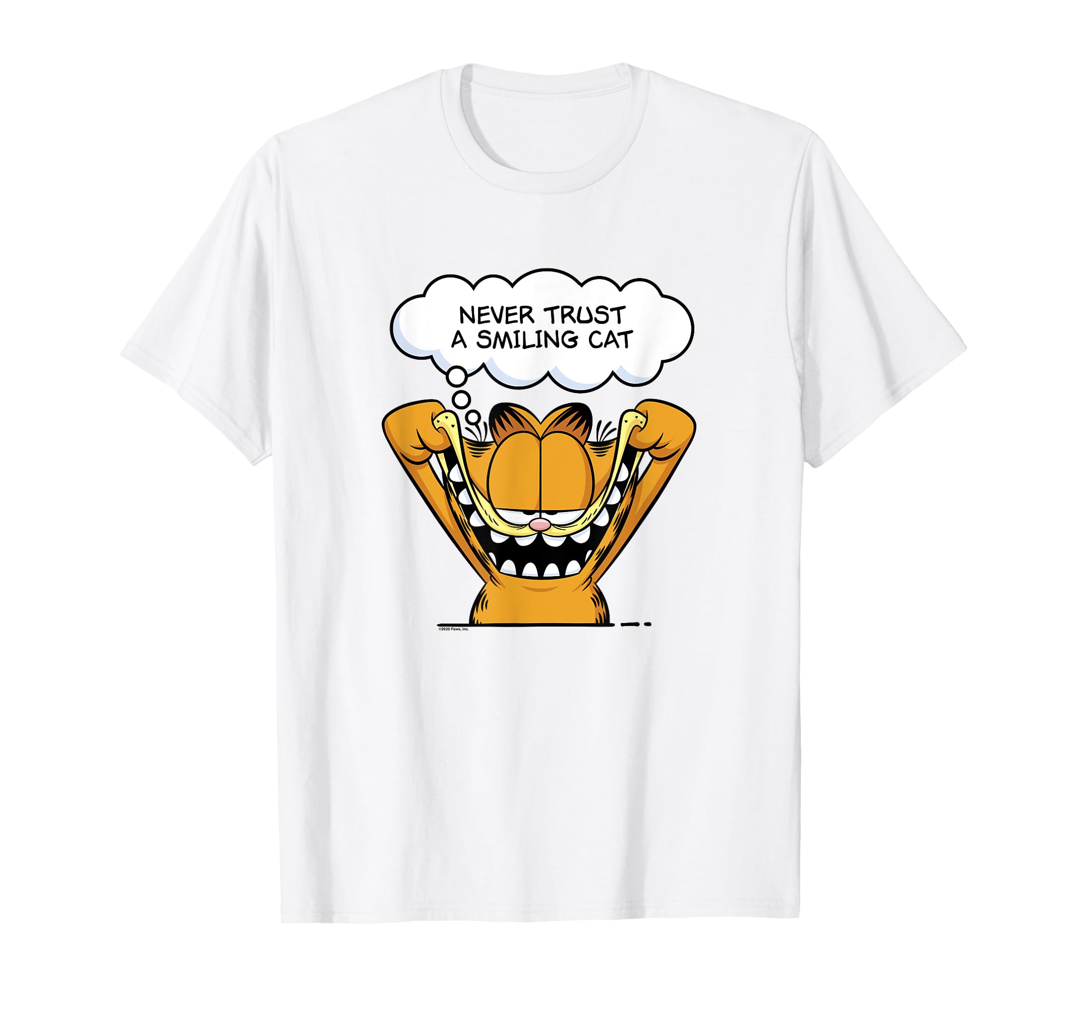 Футболка с Гарфилдом  Никогда не доверяй улыбке  (Мысли кота)