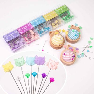 80pcs DIY Crafts Sewing Pin Holder Dressmaker Quilting with Positioning Pins Pin Cushion Multi-Color