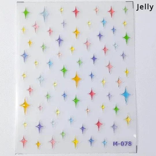 1 piece 5D silver nail stickers metal mini star nail art stickers high quality exquisite decals self-adhesive nail art stickers