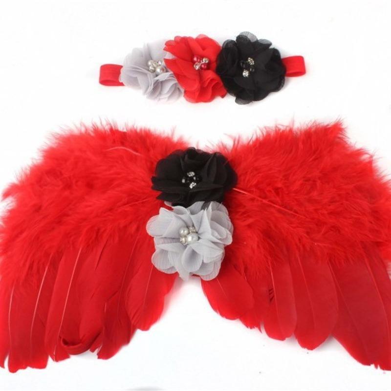 New Baby Angel Wing Set, Children's Photo Props, Wing Headband, Feather Rhinestone Set.