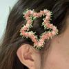 Hairpin Crocheted Pink Flower Decor Star Heart Design Firm Non-Slip Clip Bangs Side Hair Clip Party Hair Accessories