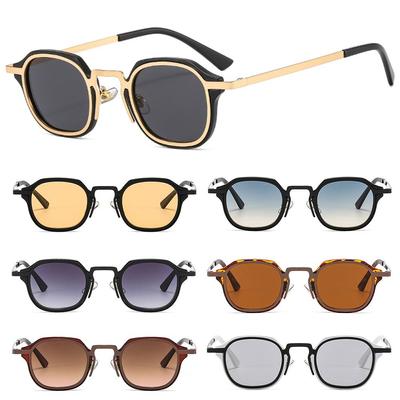 Y2K Punk Sonnenbrille Metallrahmen Brille Vintage Kleine Quadratische Sonnenbrille für Damen & Herren