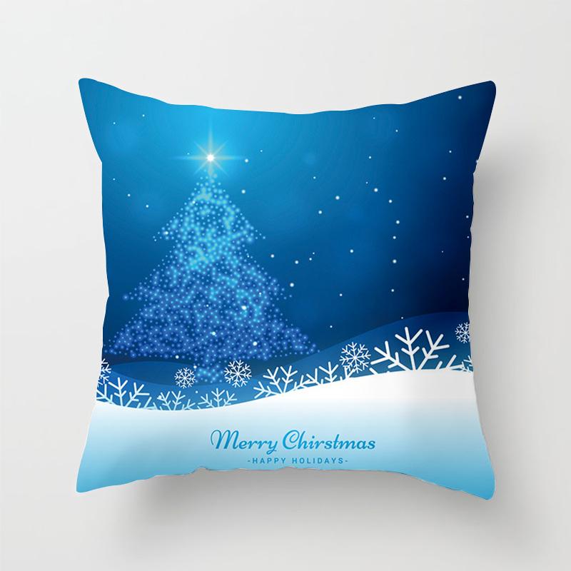 Heimdeko Weihnachten Schneemuster Kissenbezug Polyester Dekorative Kissenhülle Neujahr Sofa Kissenbezug