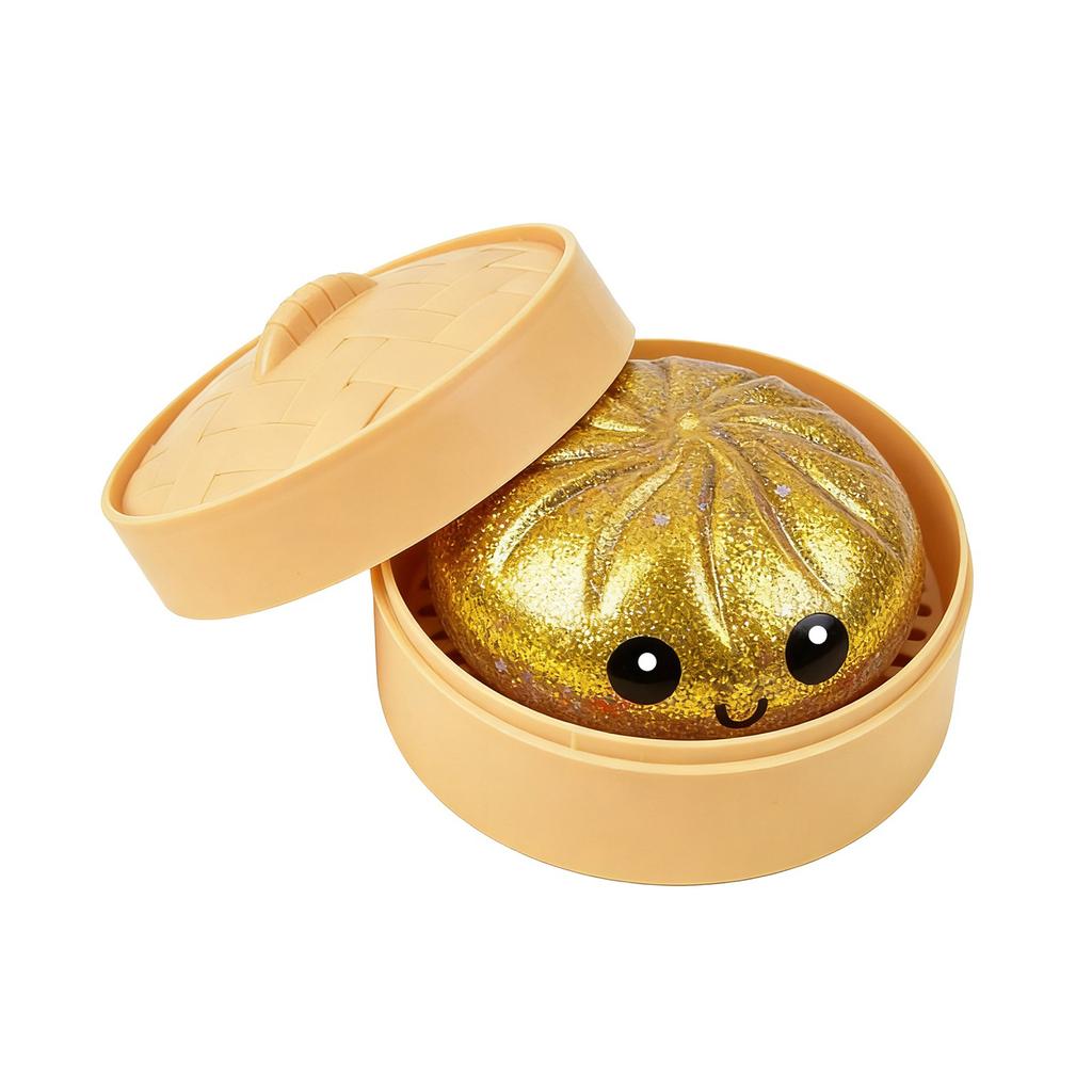 Knödel Stressbälle Spielzeug mit Dampfgarer Simulation Essen Squishies Brötchen Fidget Sensorisches Spielzeug für Zuhause Schreibtischdekoration Partygeschenke