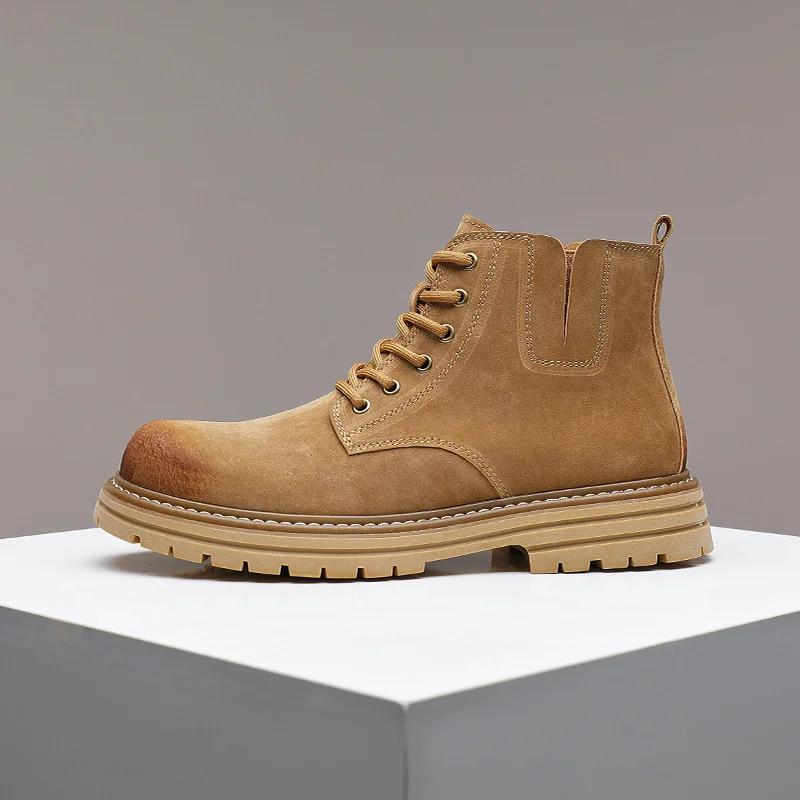 Модные мужские ботинки в британском стиле на толстой подошве 2024 года — фото 4