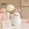 Dried Flower Vase 3D Printed Rabbit Ornament, White Bunny Holder Shape Container, Animal Desktop Decoration for Home Office Artistic Decor