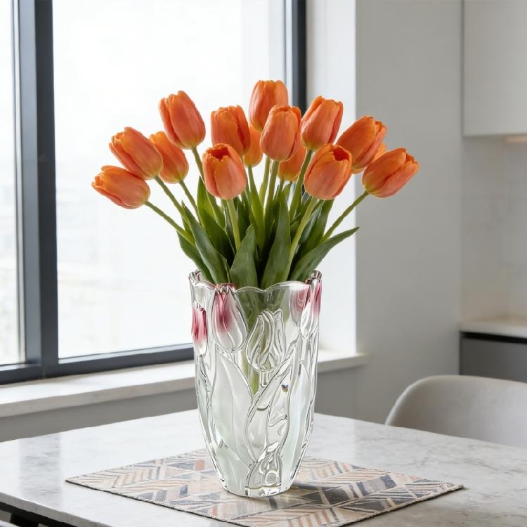 Eleganti Vasi da Fiori in Vetro con Base Stabile Forma Creativa a Tulipano Vasi di Cristallo per Esporre Vari Allestimenti Floreali