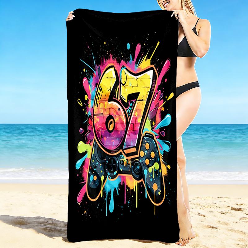 1Pc Colorful Celebration Beach Towel, Quick Dry, Multi-Use for Beach Pool Gym Yoga Home Travel, Christmas, Halloween, Xmas Gift M928144
