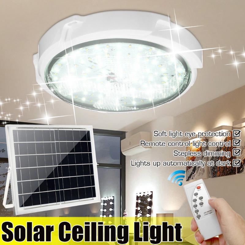 800W 3 Colors IP55 LED Solar Ceiling Light Solar Panel Light Indoor Outdoor with Remote Control Waterproof LED Ceiling Light White 240mm