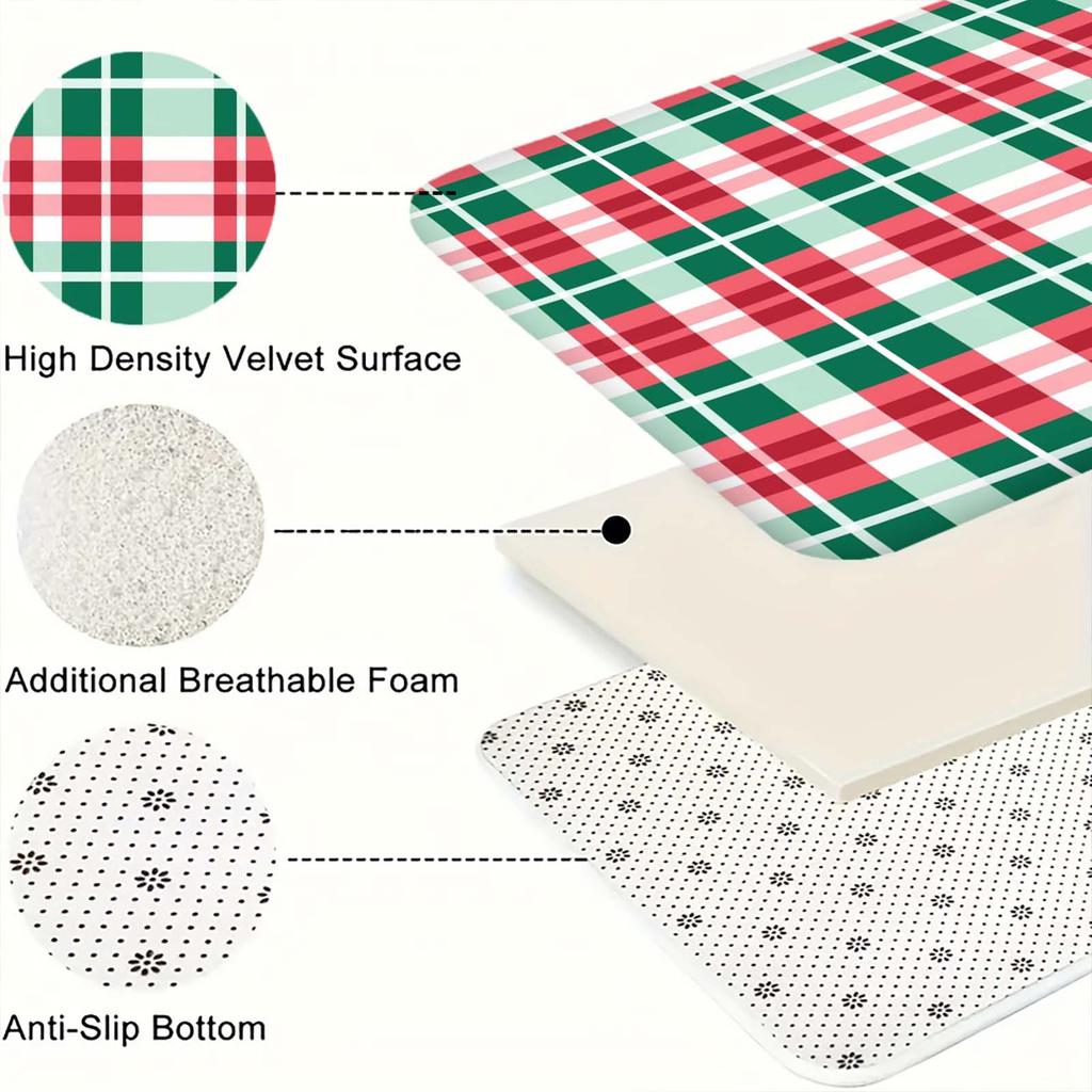 Christmas Kitchen Anti-slip Mat Carpet Flannel Doormat