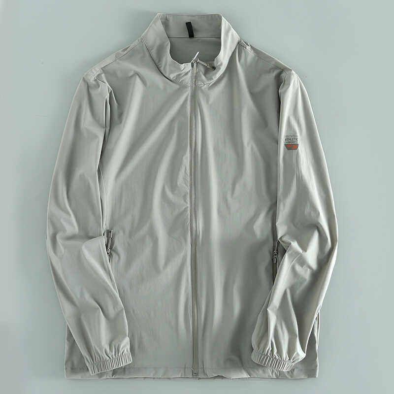 Cooling Fabric! Foreign Trade Orders Exported to Japan Summer Thin Sun Protection Stand Collar Skin Clothing Outerwear Men s Thin Jacket Tide Light gray 2XL