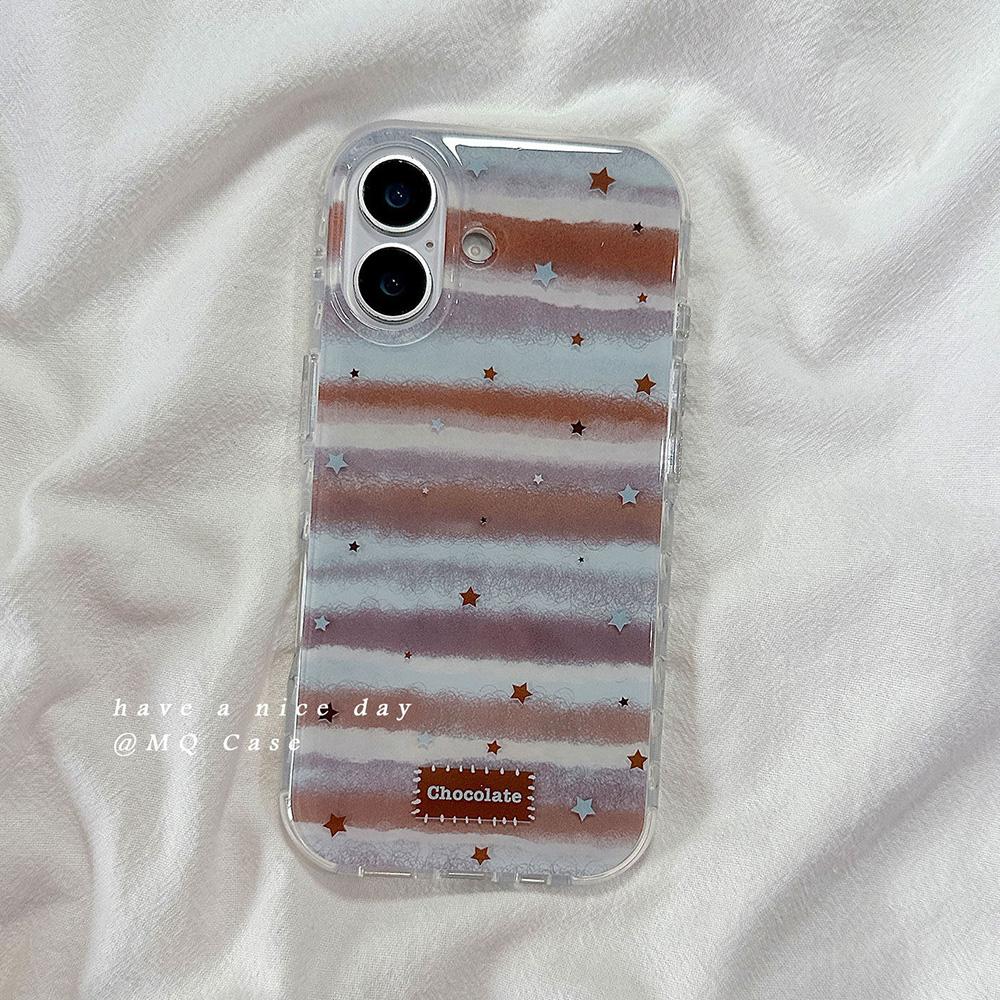 Minimally Striped Small Stars Chocolate Phone Case for Samsung Galaxy A37 A57 A17 A07 A52 A34 A33 A23 A14 A13 4G 5G Back Cover