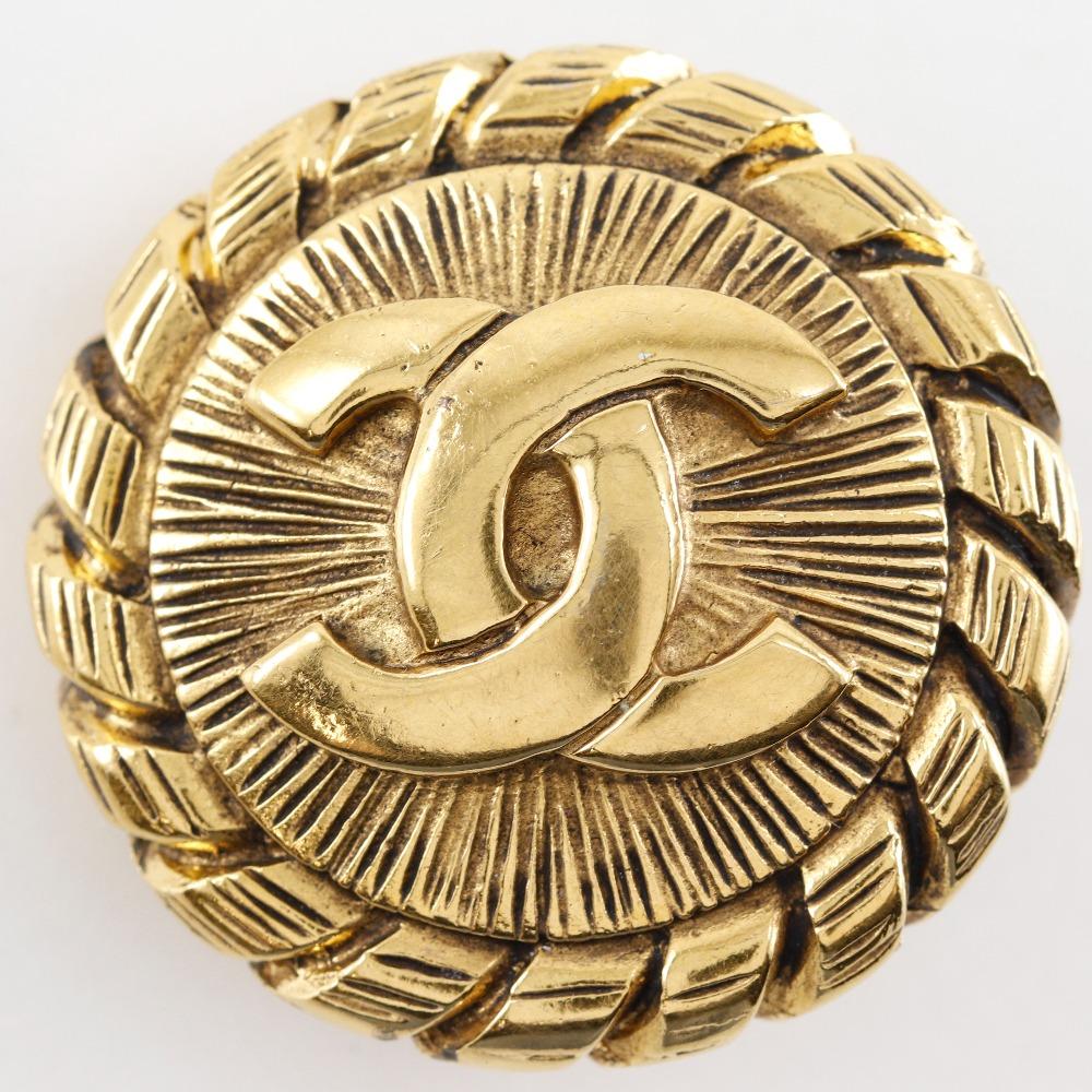 Chanel COCO Mark Earring Vintage Plated Gold 23g Women Used