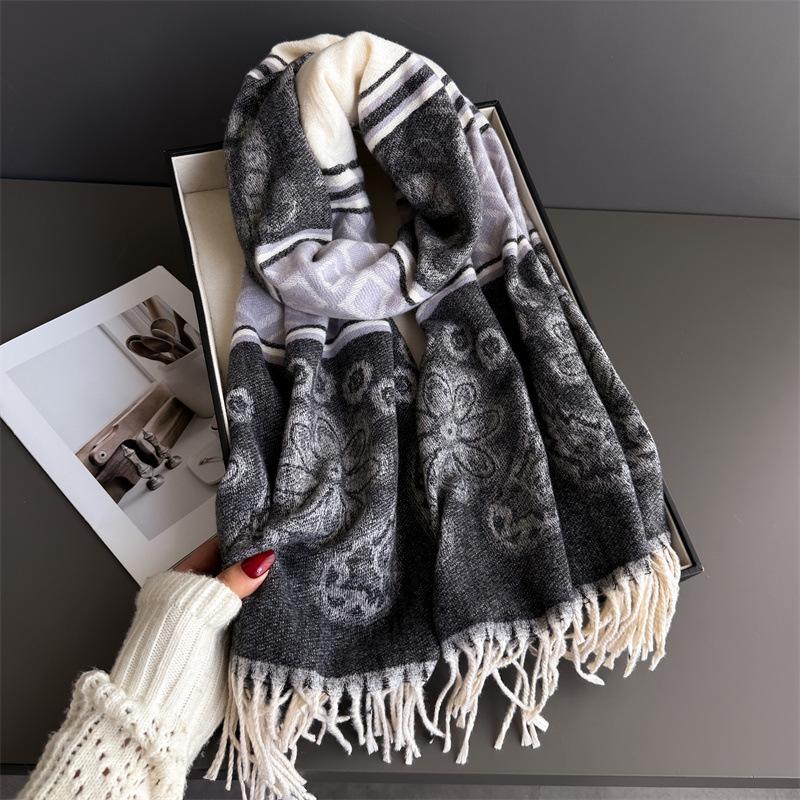 Luxury Winter 100% Wool Scarf Women Thicken Solid Cashmere Handkerchief Warm Pashmina 2 Colours Female Shawl Pareo Soft Bufanda