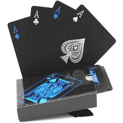 Mazzo di carte da gioco in oro nero, mazzo di carte da gioco in argento blu, mazzo di carte in plastica magica impermeabile, collezione regalo di acqua magica