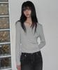 Ledeoli Square Neck Shirred Wool Knit Top [Navy]