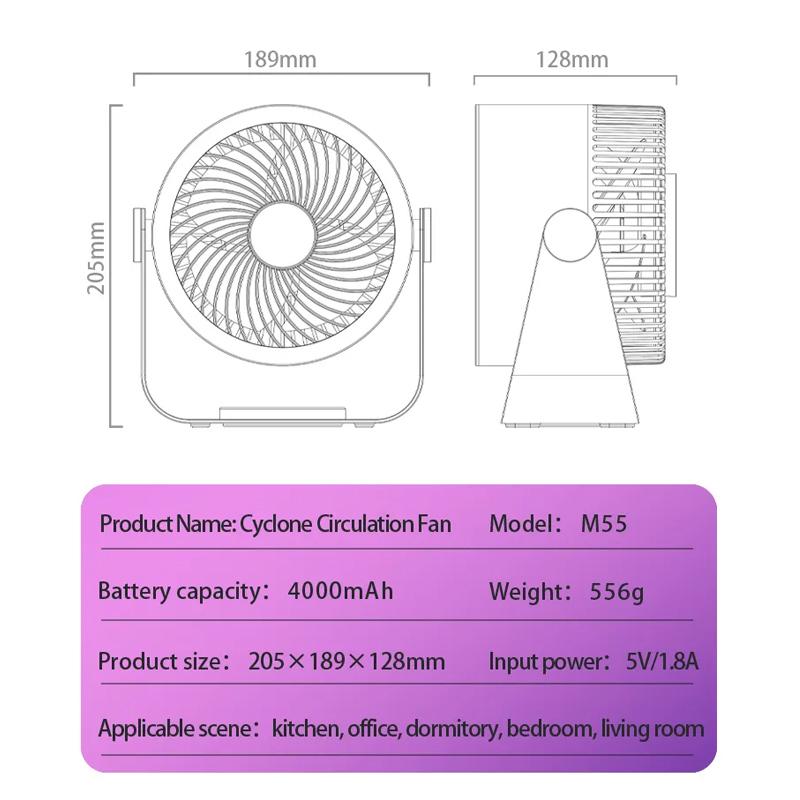 Multifunction Electric Fan 4000mah Rechargeable Air Circulation Stand Fans Summer Cooling Camping Fan Portable Air Conditioner