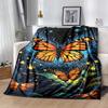 1pc Butterfly Printing Lightweight Flannel Blanket, Comfortable and Warm Blanket, for Camping Sofa Bed and Couch Office, Suitable for Gift Bl