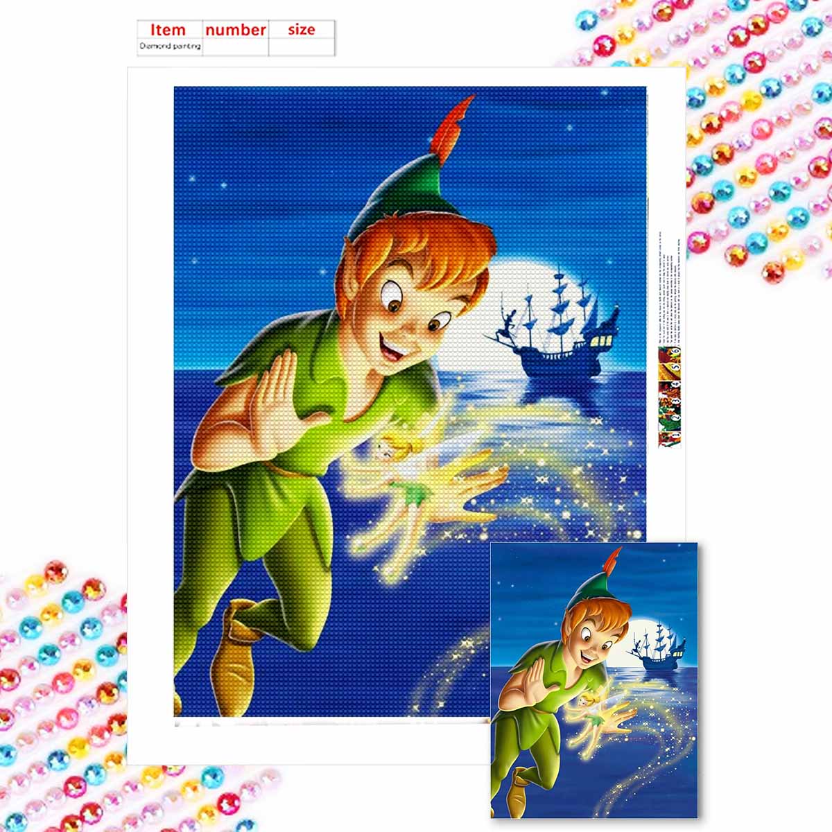 

Full Round Diamond Painting Little Elf Art Rhinestone Picture Mosaic DIY 5D Cross Stitch Embroidery Home Decoration Round 20x30cm