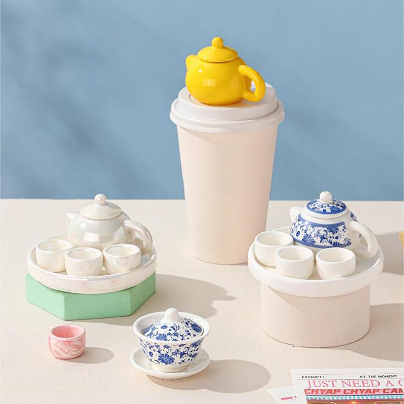 Mini Kung Fu Herbata Czajniczek Filiżanka Chiński Ceramiczny Czajnik Dekoracja Domu Kubek do Kawy Urocza Ceramika Biurkowe Ozdoby
