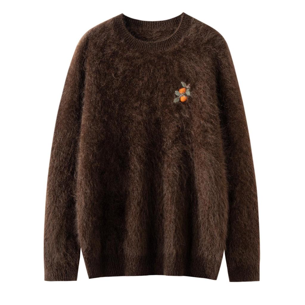 Women's Cashmere Embroidered Loose Pullover Sweater for Autumn/Winter
