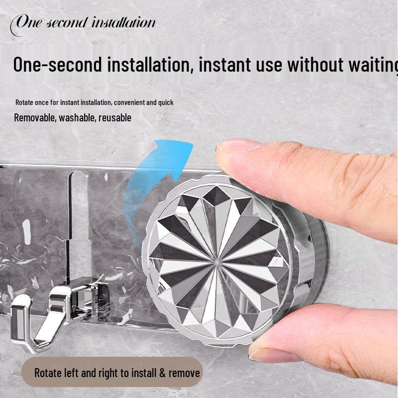 Punch-Free Suction Cup Bathroom Wall Hooks - Five-Row Adhesive, Traceless, Door Storage Rack