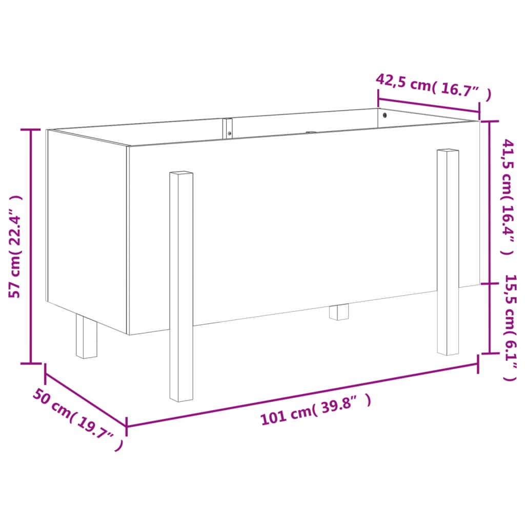 Raised Garden Bed 101 x 50 x 57 cm Solid Douglas Fir Wood