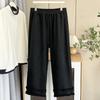Plus Size Women Winter Fleece Thickened Lace Hem Wide Leg Casual Pants