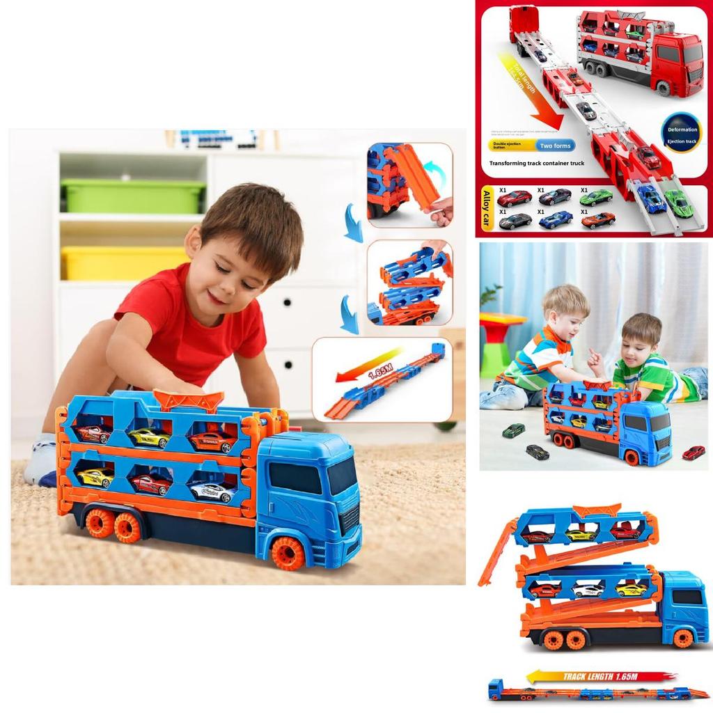 Childrens Large Track Car Set With Collapsible Metal Vehicles For Indoor Play And Development