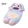 Childhood Atmosphere Bedding Plush Rabbit Envelope Sleeping Bag, Lop-eared Bunny Slumber Bag for Kids, Indoor Outdoor Animal Nap Mat Sack Home Travel