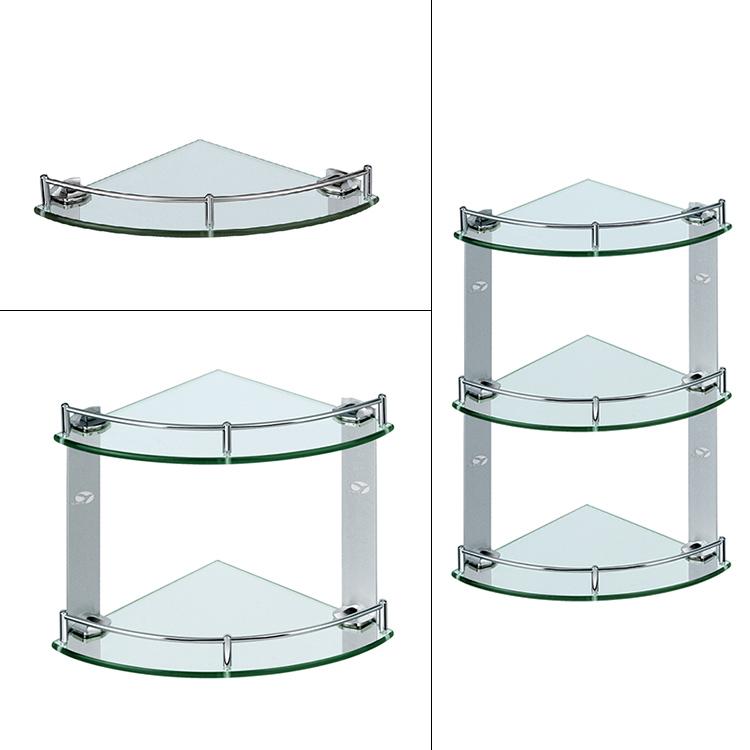 New Design Glass Shelf Bathroom Accessories Corner Tempered Glass Shelf Bathroom Triangle Shelves JQS-A41