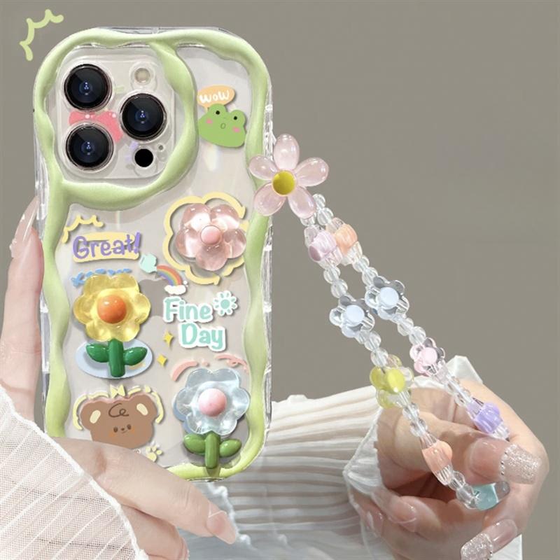 3D Flower Animal Casing For Samsung Galaxy S25 S24 S23 S22 S21 Plus Ultra S20 S21 S24 FE A54 A15 S23+ S24FE 5G Case With Chain