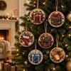 6Pcs Wooden Base Wooden Christmas Ornaments Set  Art Xmas Hanging Decor  Wall Decoration