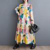 New Large Size Loose Thin Fashion Long-sleeved Printed Mid-length Dresses