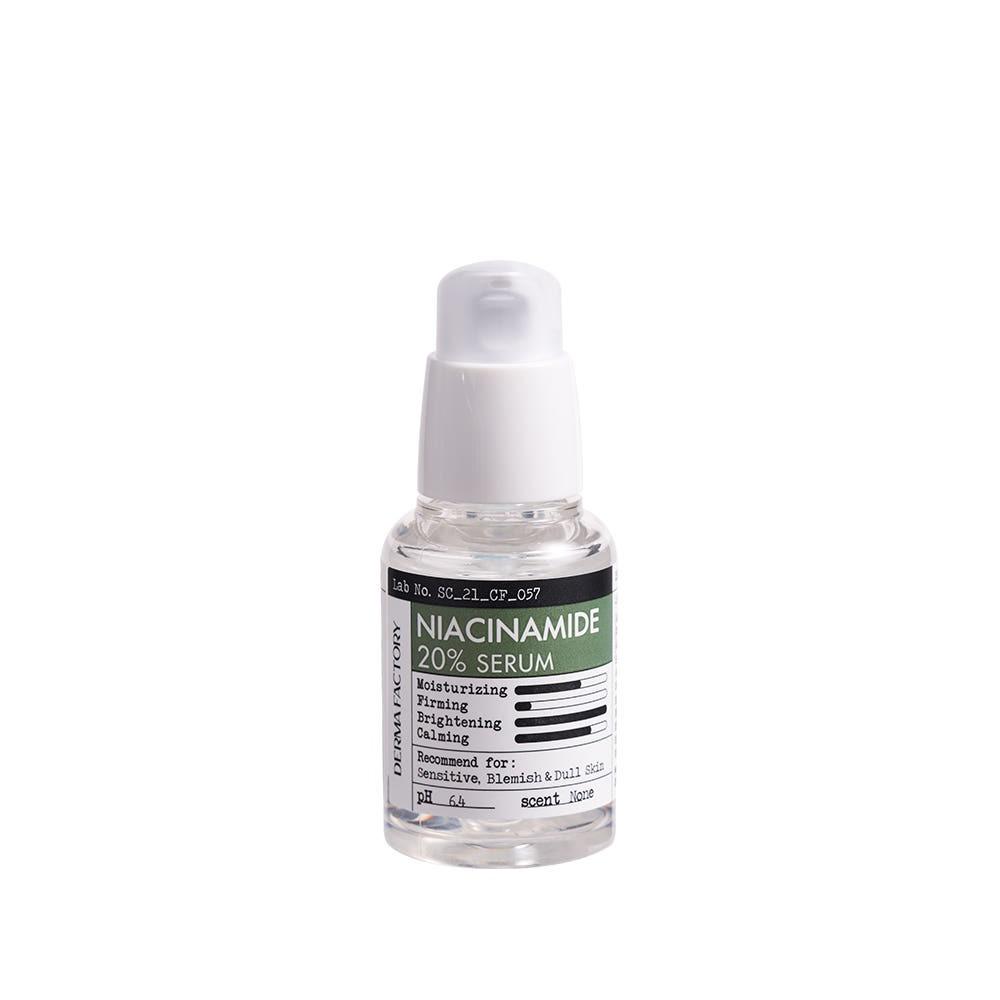 DERMA FACTORY Niacinamide 20% Serum Toon Balanceren Poriën Verzorging 30ml Verhelderende Ampul K-Beauty