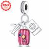 925 Silver travel Airplane and luggage Charms Beads Fits 3mm Bracelet Necklace DIY Women Jewelry Gifts