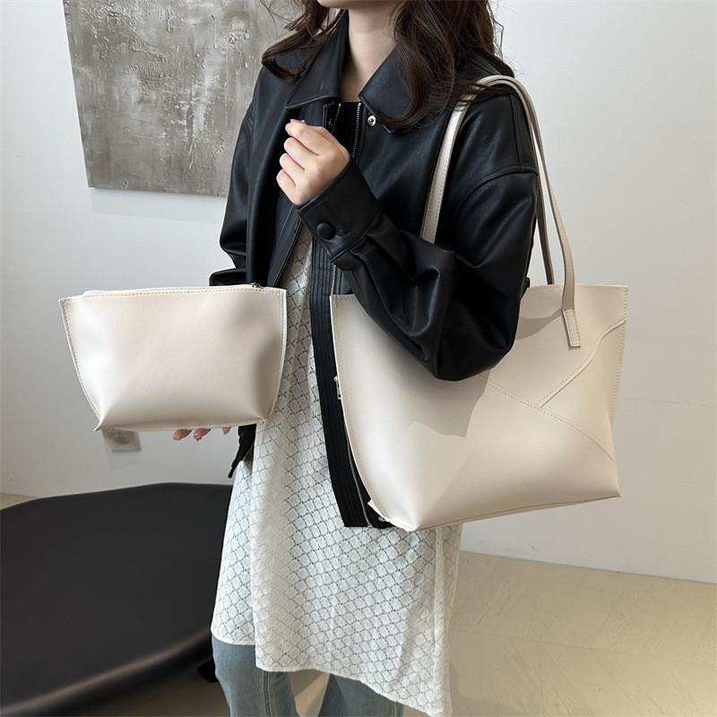 Chic Urban Minimalist Pu Tote Bag Featuring Spacious Dual Compartment Design For Everyday Use