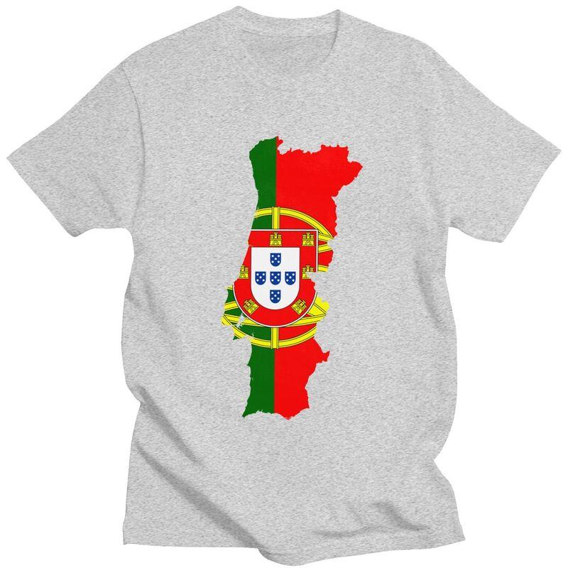 Custom Portugal Map Flag Tshirts for Men Short Sleeves Casual T Shirt Tshirt Slim Fit Pure Cotton Tees Gift Idea