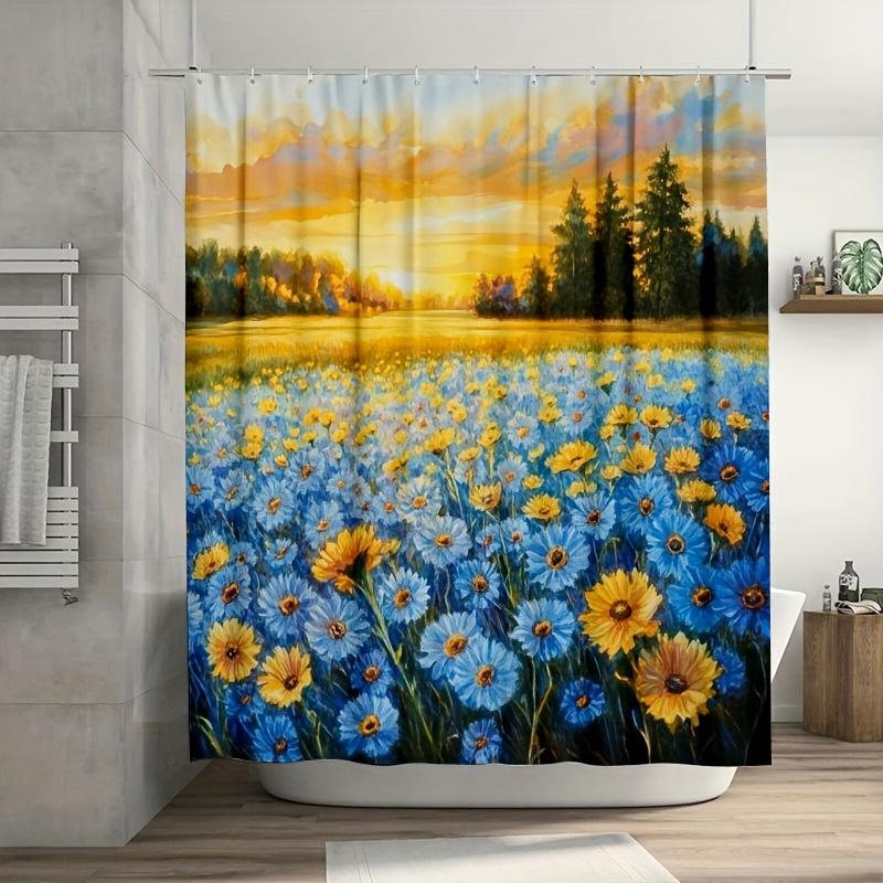 

1PC Sunlit Field Shower Curtain, Durable Polyester, Easy Clean, for Bathroom & Window Decor W90xH180cm