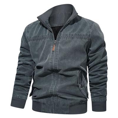 Autumn and Winter Men's Jacket Washed Cotton Stand-up Collar Middle-aged Jacket