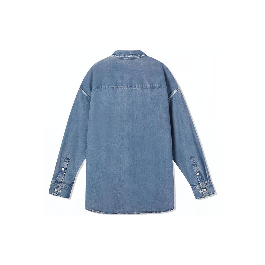 Levis SS22 Cool Series Button-Down Solid Color Denim Long Sleeve Shirt Men Shirts Blue A1915-0001