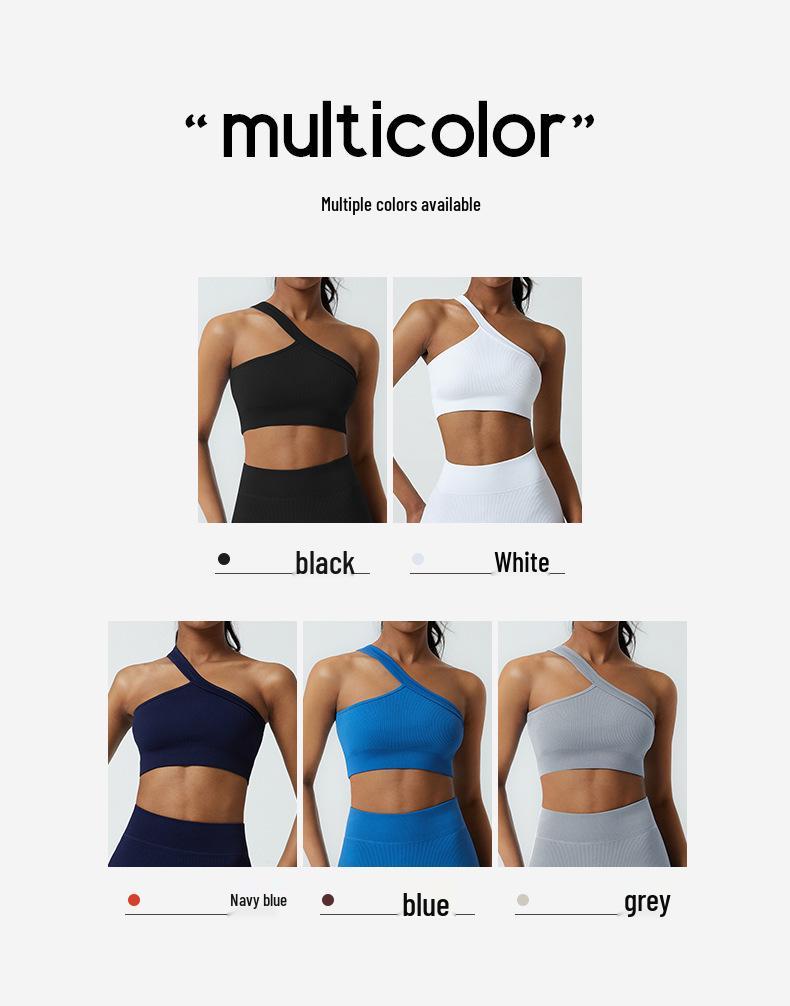 Summer New Arrival Ribbed One-Shoulder Yoga Top & Sports Bra