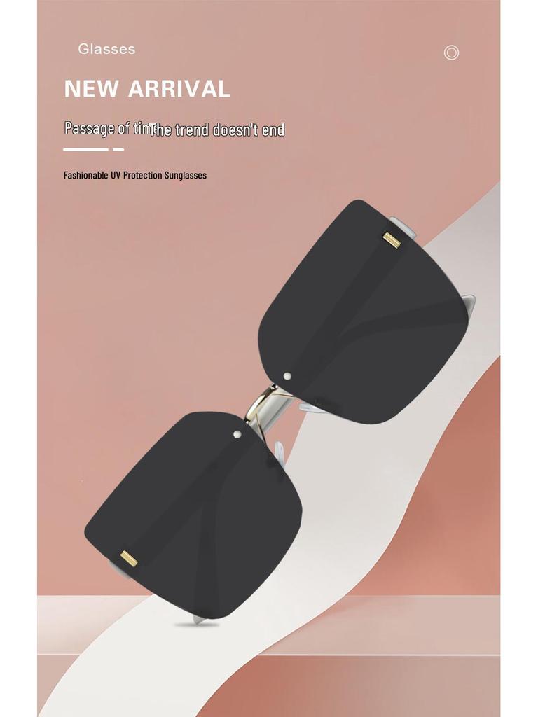 2023 Damen Randlose Sonnenbrille im koreanischen Stil, trendig, retro, UV-Schutz