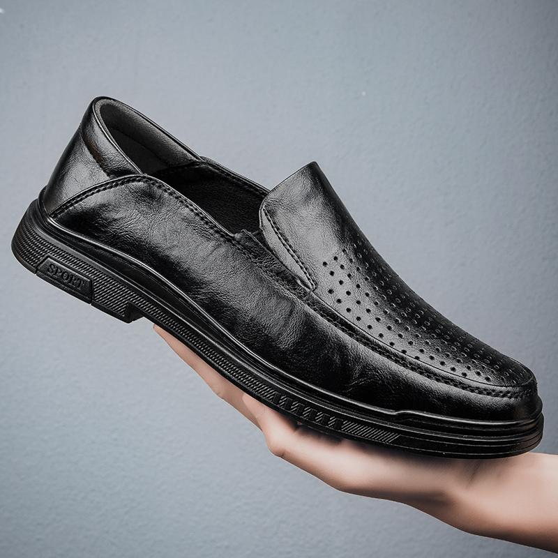 Fashion Genuine Leather Man Casual Flats Luxury Formal Mens Loafers Breathable Slip On Moccasins Handmade Leisure Driving Shoes