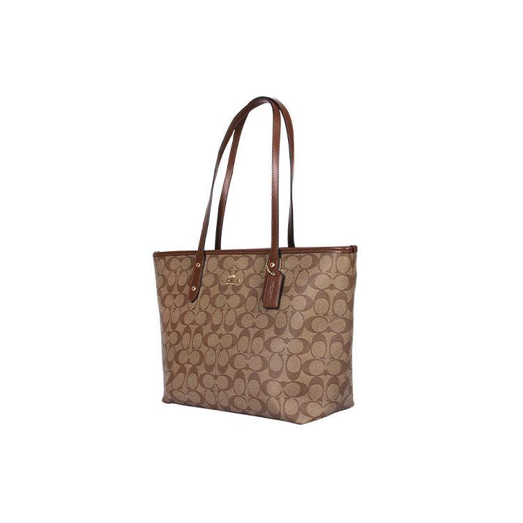 Coach City Zip Tote Canvas With Leather Tote Bag, Shopping Bag, Handbag, Shoulder Bag Large Women's 58292-IMBDX
