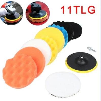 11 stk/sett Bilpoleringsskive Selvklebende Polering Voksing Svamp Ullhjul Poleringspute for Bilpoleringsmaskin Boradapter