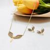 hc  Fashion Design  Stainless Steel  Necklaces Set 18k Gold Plated Micro Zircon Angel wings Pendant Necklace  Fine Jewelry