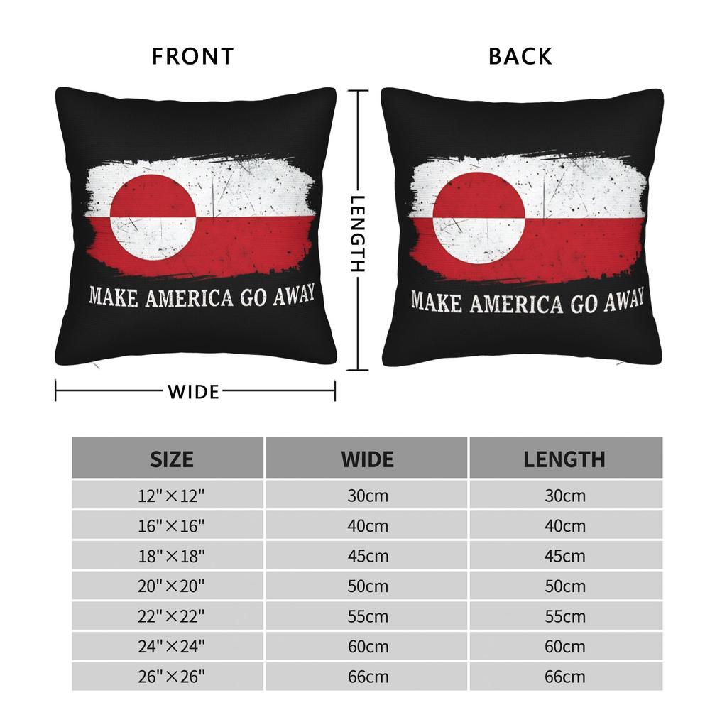 Greenland Square Pillow Case MAGA Make America Go Away Cushion Cover Custom Zippered Decorative Pillowcover for Sofa 4545cm
